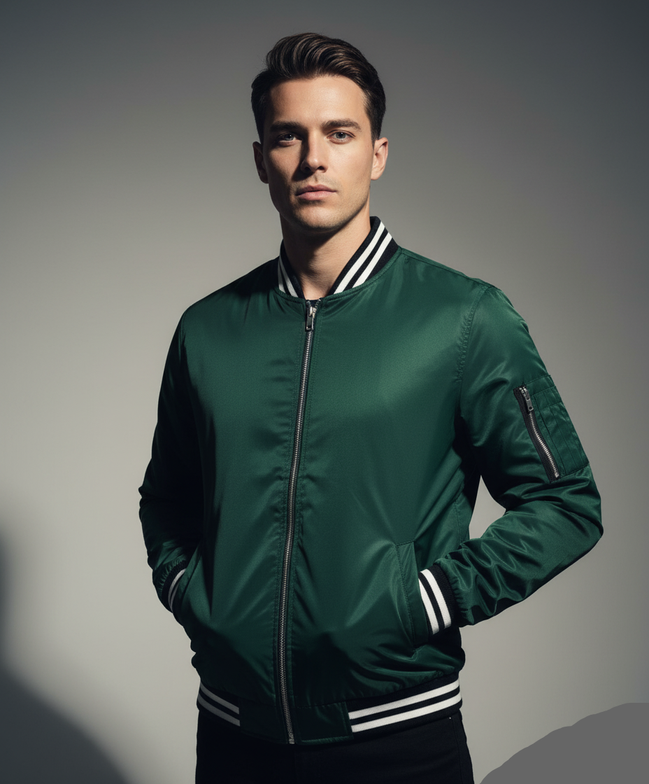 Black Bomber Jacket (or Varsity Bomber Jacket)